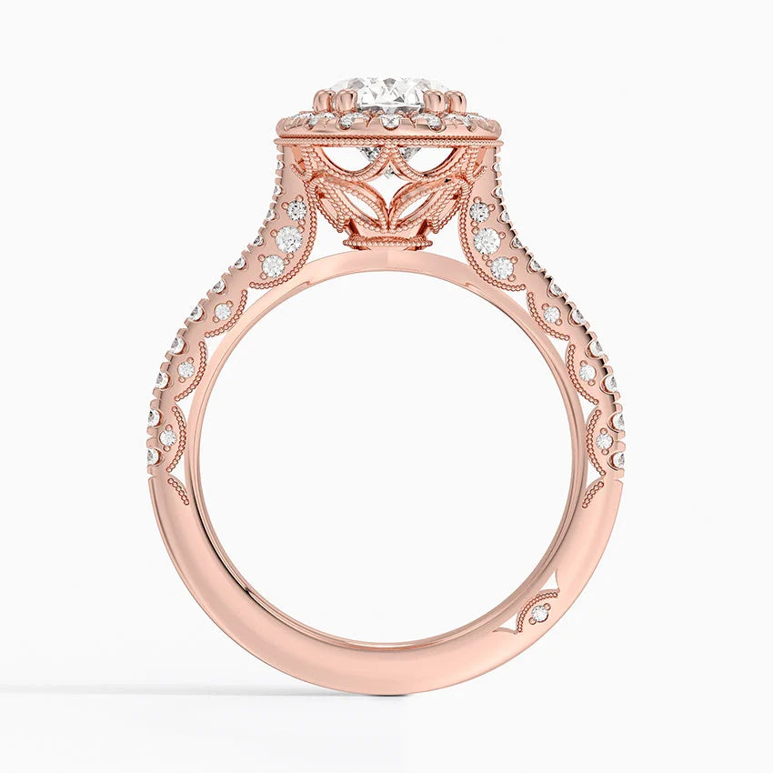 2.60 Karat Oval Halo Tasarım Tektaş Laboratuvar Pırlanta Yüzük 18K  -Florina - Bold Diamonds
