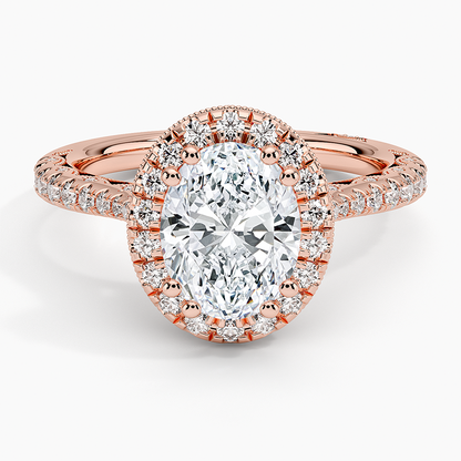 2.60 Karat Oval Halo Tasarım Tektaş Laboratuvar Pırlanta Yüzük 18K  -Florina - Bold Diamonds
