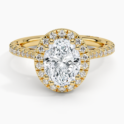 2.60 Karat Oval Halo Tasarım Tektaş Laboratuvar Pırlanta Yüzük 18K  -Florina - Bold Diamonds