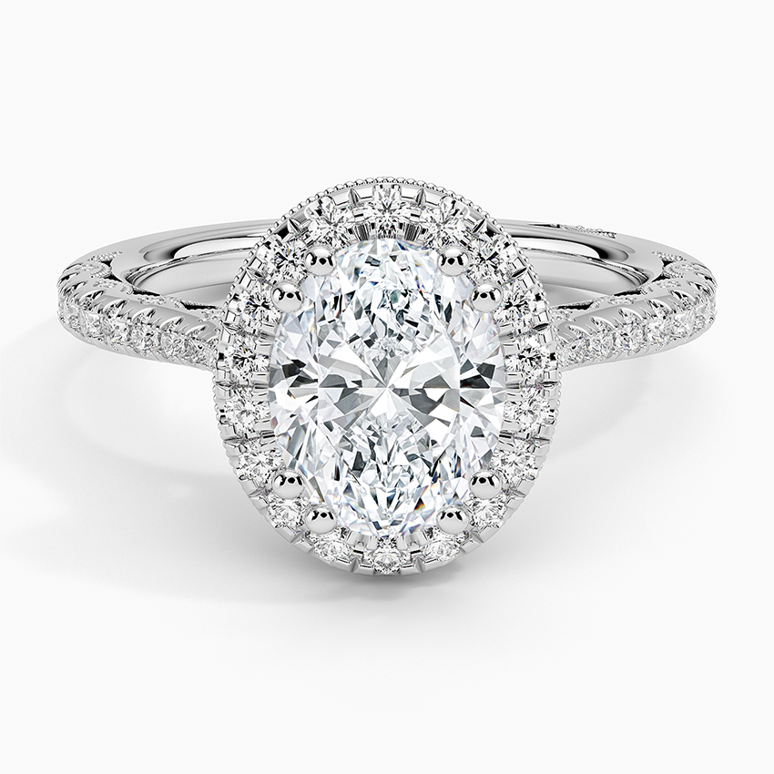 2.60 Karat Oval Halo Tasarım Tektaş Laboratuvar Pırlanta Yüzük 18K  -Florina - Bold Diamonds
