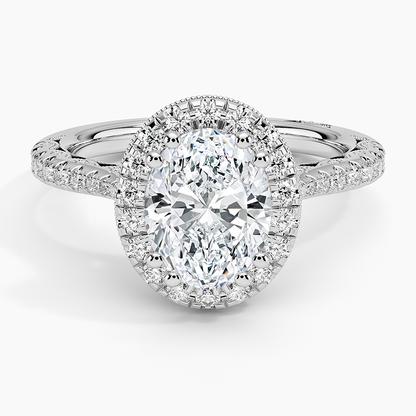 2.60 Karat Oval Halo Tasarım Tektaş Laboratuvar Pırlanta Yüzük 18K  -Florina - Bold Diamonds