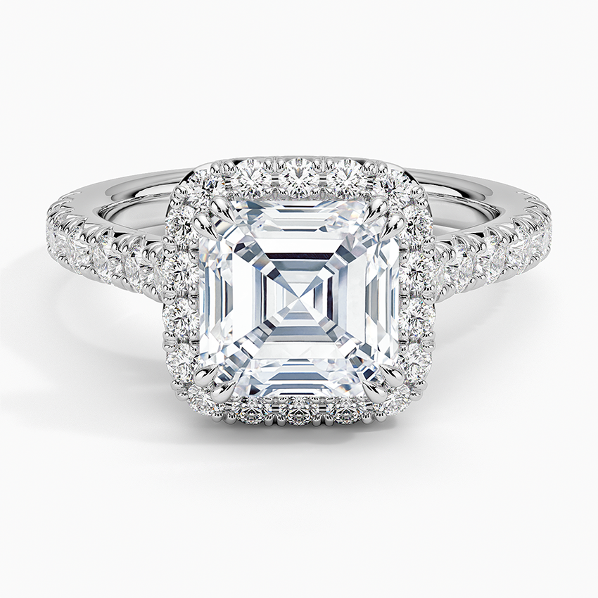 2,75 Karat Asscher Halo Tasarım Tektaş Laboratuvar Pırlanta Yüzük 18K -Aurora - Bold Diamonds