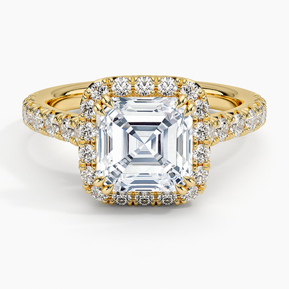 2,75 Karat Asscher Halo Tasarım Tektaş Laboratuvar Pırlanta Yüzük 18K -Aurora - Bold Diamonds