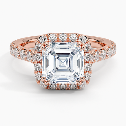 2,75 Karat Asscher Halo Tasarım Tektaş Laboratuvar Pırlanta Yüzük 18K -Aurora - Bold Diamonds