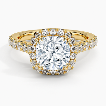 2,75 Karat Cushion Halo Tasarım Tektaş Laboratuvar Pırlanta Yüzük 18K -Aurora - Bold Diamonds