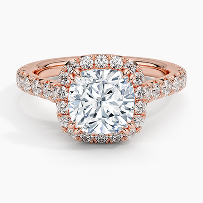 2,75 Karat Cushion Halo Tasarım Tektaş Laboratuvar Pırlanta Yüzük 18K -Aurora - Bold Diamonds