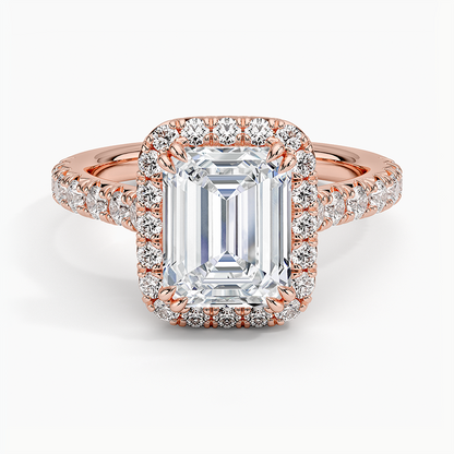 2,75 Karat Emerald Halo Tasarım Tektaş Laboratuvar Pırlanta Yüzük 18K -Aurora - Bold Diamonds