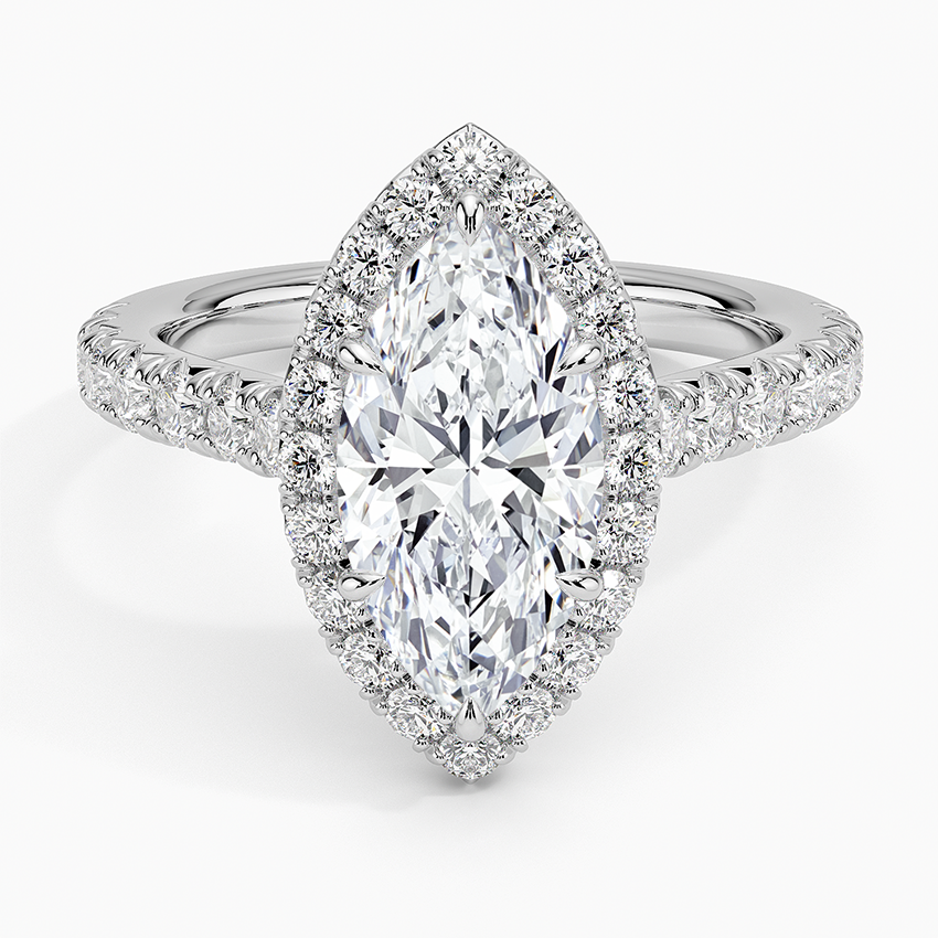 2,75 Karat Marquise Halo Tasarım Tektaş Laboratuvar Pırlanta Yüzük 18K -Aurora - Bold Diamonds