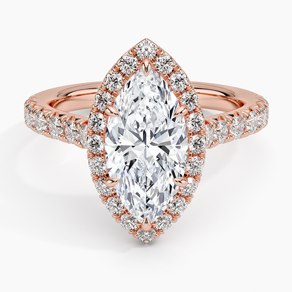 2,75 Karat Marquise Halo Tasarım Tektaş Laboratuvar Pırlanta Yüzük 18K -Aurora - Bold Diamonds