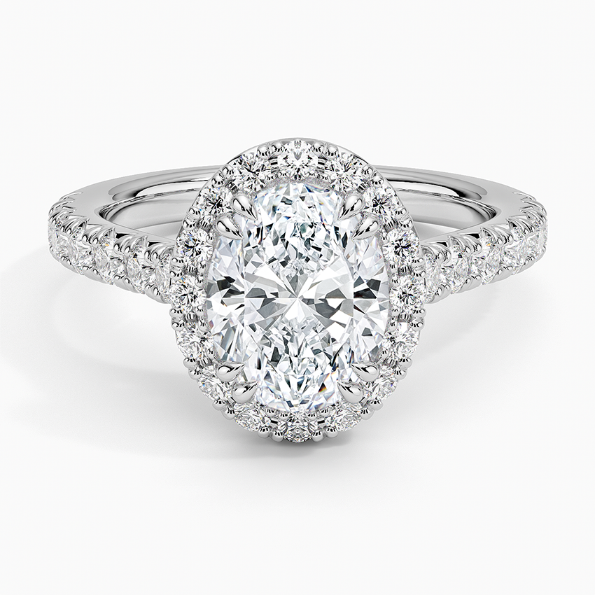 2,75 Karat Oval Halo Tasarım Tektaş Laboratuvar Pırlanta Yüzük 18K -Aurora - Bold Diamonds
