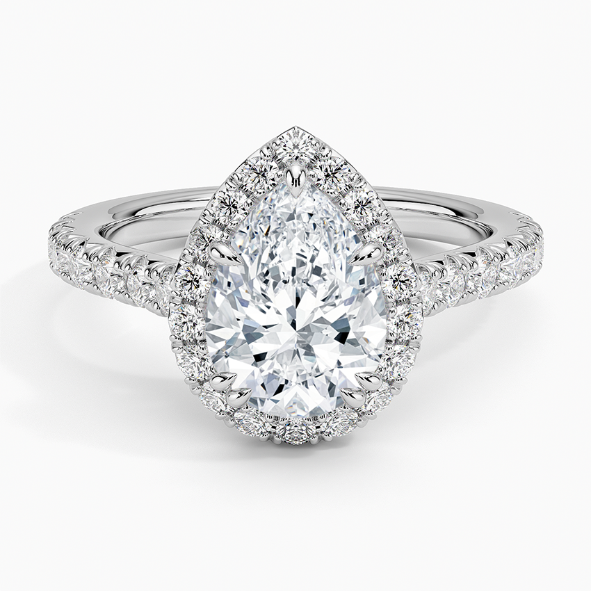2,75 Karat Pear Halo Tasarım Tektaş Laboratuvar Pırlanta Yüzük 18K -Aurora - Bold Diamonds