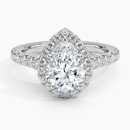 2,75 Karat Pear Halo Tasarım Tektaş Laboratuvar Pırlanta Yüzük 18K -Aurora - Bold Diamonds