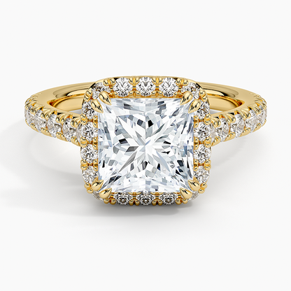 2,75 Karat Prenses Halo Tasarım Tektaş Laboratuvar Pırlanta Yüzük 18K -Aurora - Bold Diamonds
