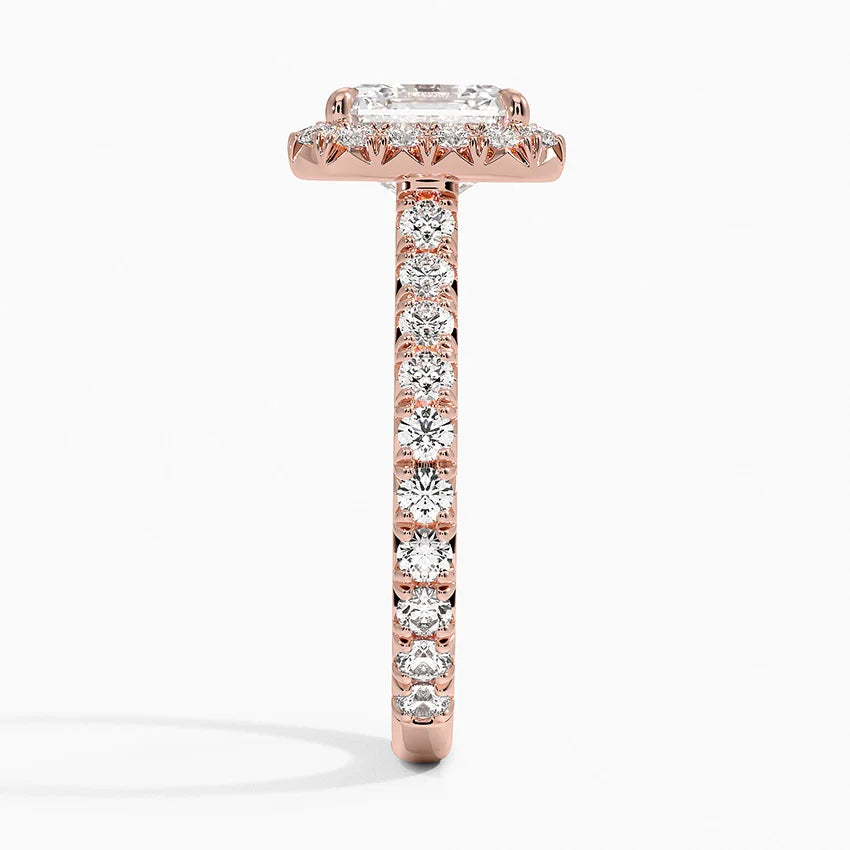 2.80 Karat  Asscher Halo Tasarım Tektaş Laboratuvar Pırlanta Yüzük 18k  -Ornara - Bold Diamonds