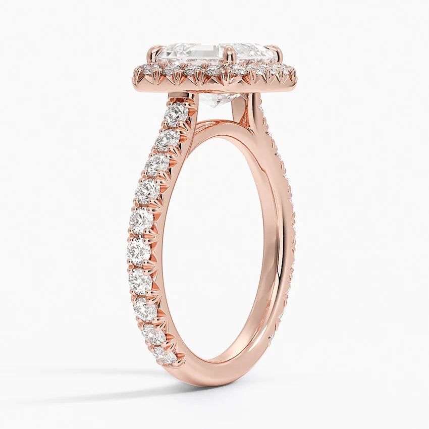 2.80 Karat  Asscher Halo Tasarım Tektaş Laboratuvar Pırlanta Yüzük 18k  -Ornara - Bold Diamonds