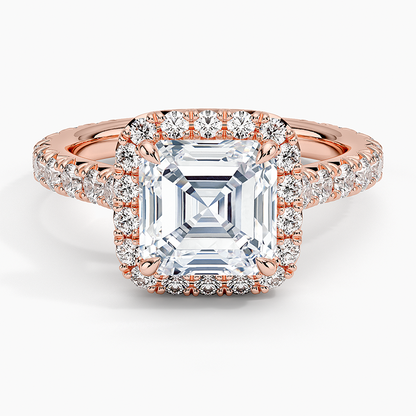 2.80 Karat  Asscher Halo Tasarım Tektaş Laboratuvar Pırlanta Yüzük 18k  -Ornara - Bold Diamonds