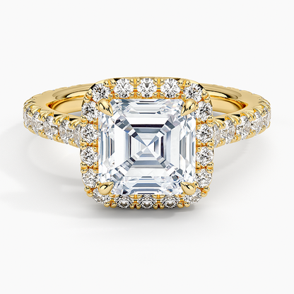 2.80 Karat  Asscher Halo Tasarım Tektaş Laboratuvar Pırlanta Yüzük 18k  -Ornara - Bold Diamonds