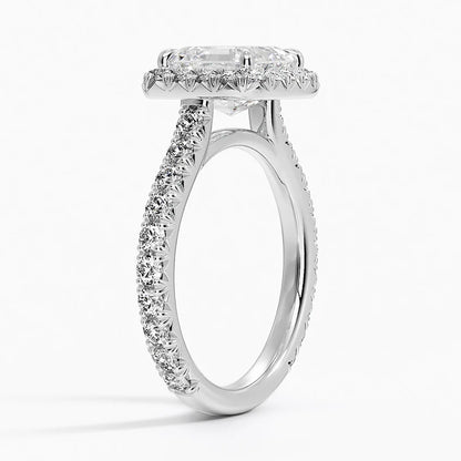 2.80 Karat  Asscher Halo Tasarım Tektaş Laboratuvar Pırlanta Yüzük 18k  -Ornara - Bold Diamonds