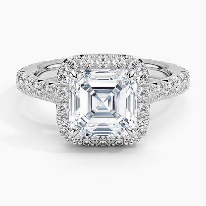 2.80 Karat  Asscher Halo Tasarım Tektaş Laboratuvar Pırlanta Yüzük 18k  -Ornara - Bold Diamonds