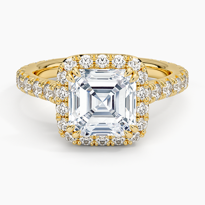 2,80 Karat Asscher Halo Tasarım Tektaş Laboratuvar Pırlanta Yüzük 18K - Stellara - Bold Diamonds