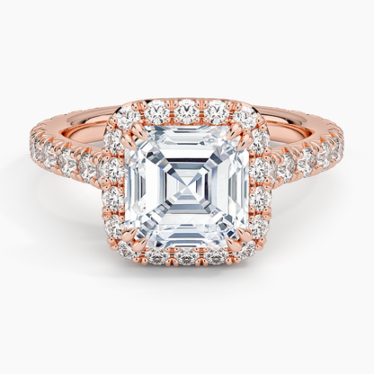 2,80 Karat Asscher Halo Tasarım Tektaş Laboratuvar Pırlanta Yüzük 18K - Stellara - Bold Diamonds