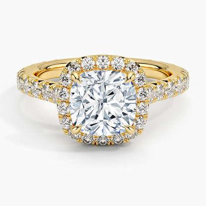 2.80 Karat  Cushion Halo Tasarım Tektaş Laboratuvar Pırlanta Yüzük  18k -Ornara - Bold Diamonds