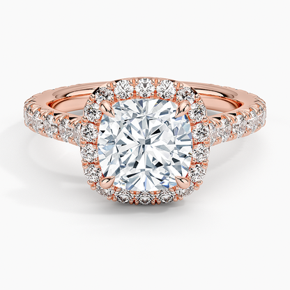 2.80 Karat  Cushion Halo Tasarım Tektaş Laboratuvar Pırlanta Yüzük  18k -Ornara - Bold Diamonds