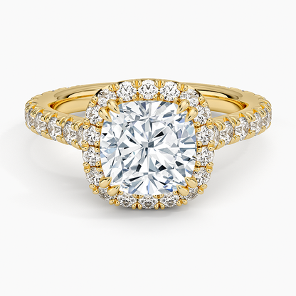 2,80 Karat Cushion Halo Tasarım Tektaş Laboratuvar Pırlanta Yüzük 18K - Stellara - Bold Diamonds