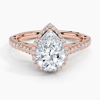 2.80 Karat Damla Halo Tasarım Tektaş Laboratuvar Pırlanta Yüzük 18K  -Lumora - Bold Diamonds