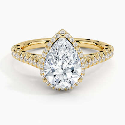 2.80 Karat Damla Halo Tasarım Tektaş Laboratuvar Pırlanta Yüzük 18K  -Lumora - Bold Diamonds