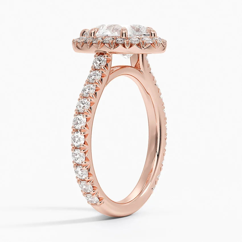 2.80 Karat  Damla Halo Tasarım Tektaş Laboratuvar Pırlanta Yüzük 18k  -Ornara - Bold Diamonds