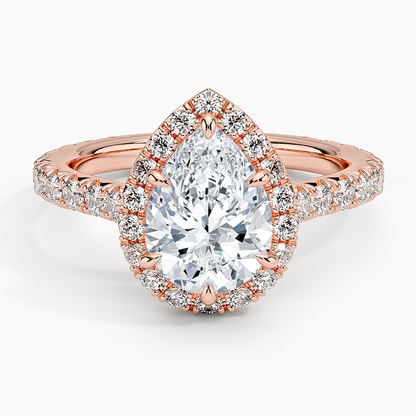 2.80 Karat  Damla Halo Tasarım Tektaş Laboratuvar Pırlanta Yüzük 18k  -Ornara - Bold Diamonds
