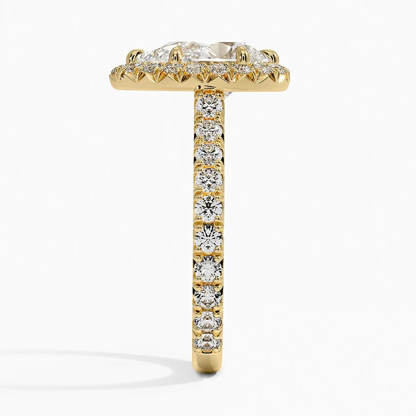 2.80 Karat  Damla Halo Tasarım Tektaş Laboratuvar Pırlanta Yüzük 18k  -Ornara - Bold Diamonds