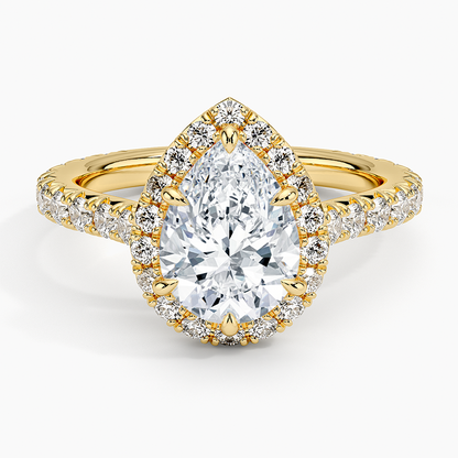 2.80 Karat  Damla Halo Tasarım Tektaş Laboratuvar Pırlanta Yüzük 18k  -Ornara - Bold Diamonds