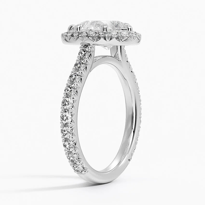 2.80 Karat  Damla Halo Tasarım Tektaş Laboratuvar Pırlanta Yüzük 18k  -Ornara - Bold Diamonds