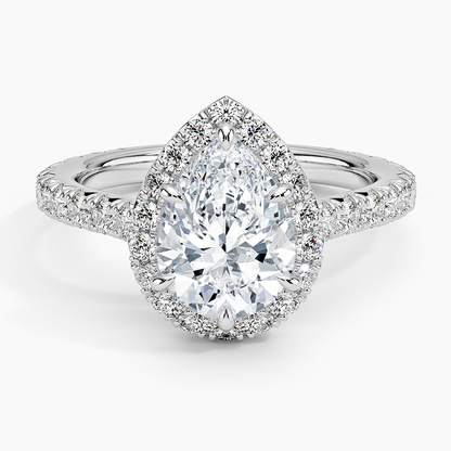 2.80 Karat  Damla Halo Tasarım Tektaş Laboratuvar Pırlanta Yüzük 18k  -Ornara - Bold Diamonds