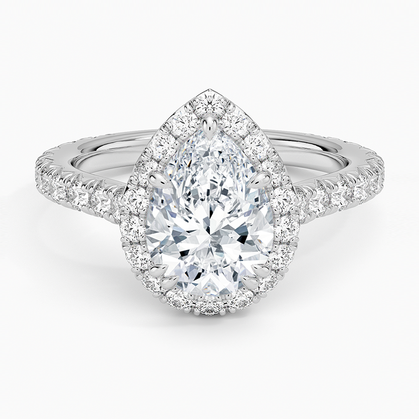 2,80 Karat Damla Halo Tasarım Tektaş Laboratuvar Pırlanta Yüzük 18K- Stellara - Bold Diamonds