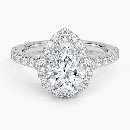 2,80 Karat Damla Halo Tasarım Tektaş Laboratuvar Pırlanta Yüzük 18K- Stellara - Bold Diamonds