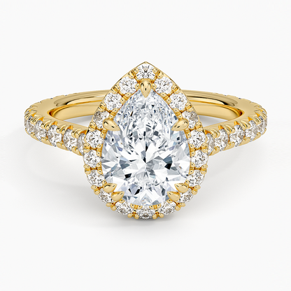 2,80 Karat Damla Halo Tasarım Tektaş Laboratuvar Pırlanta Yüzük 18K- Stellara - Bold Diamonds