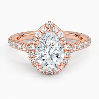 2,80 Karat Damla Halo Tasarım Tektaş Laboratuvar Pırlanta Yüzük 18K- Stellara - Bold Diamonds