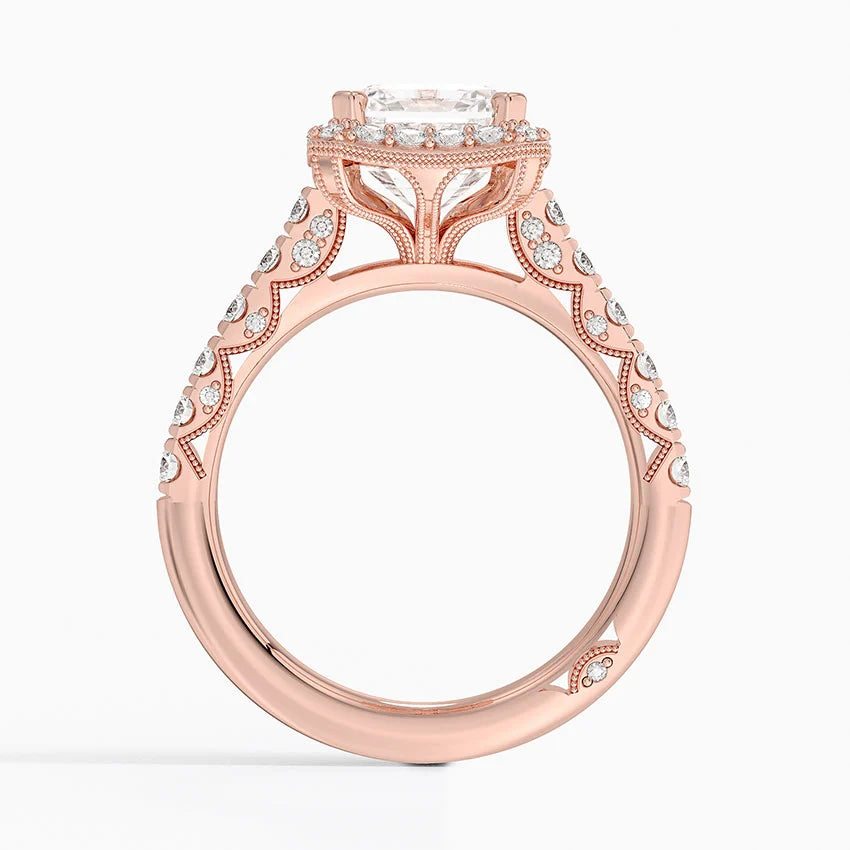 2.80 Karat Emerald Halo Tasarım Tektaş Laboratuvar Pırlanta Yüzük 18K  -Lumora - Bold Diamonds