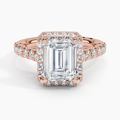 2.80 Karat Emerald Halo Tasarım Tektaş Laboratuvar Pırlanta Yüzük 18K  -Lumora - Bold Diamonds