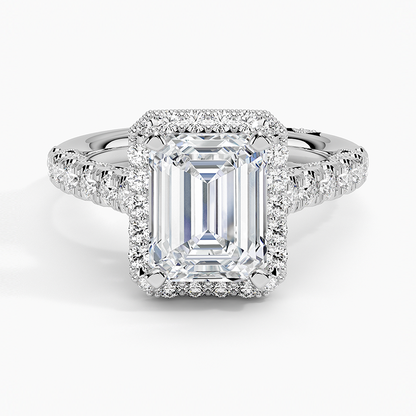 2.80 Karat Emerald Halo Tasarım Tektaş Laboratuvar Pırlanta Yüzük 18K  -Lumora - Bold Diamonds