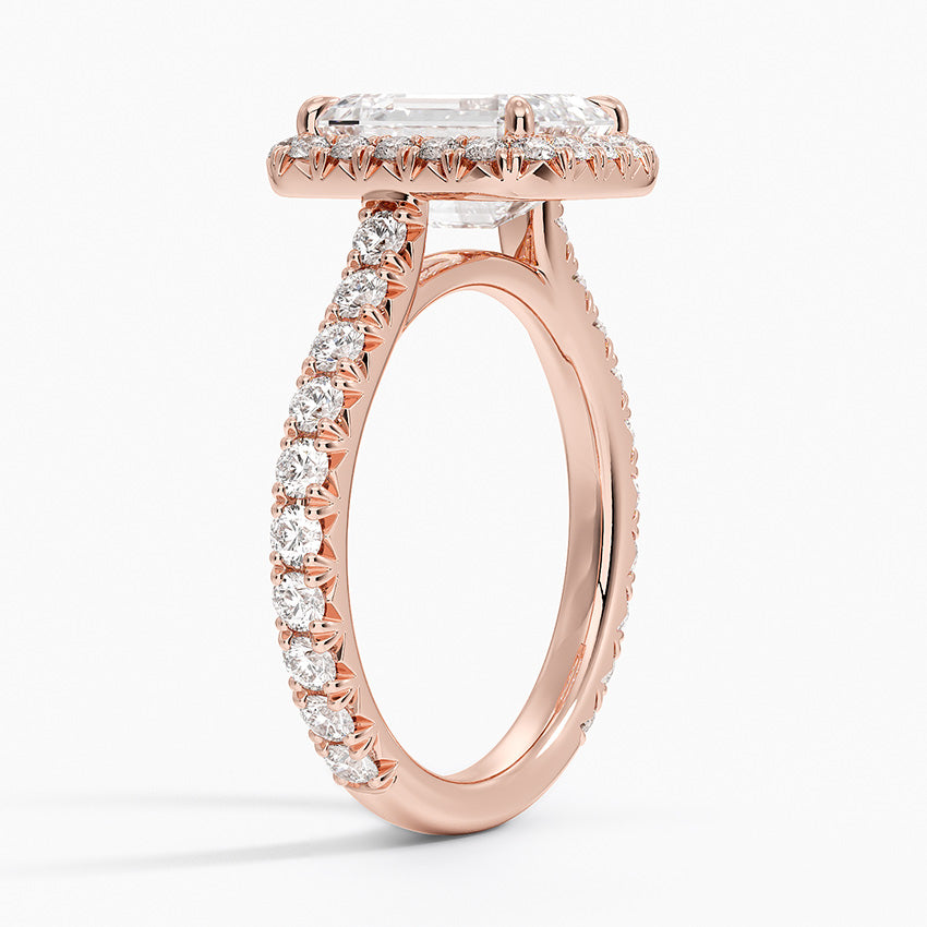 2.80 Karat  Emerald Halo Tasarım Tektaş Laboratuvar Pırlanta Yüzük  18k -Ornara - Bold Diamonds