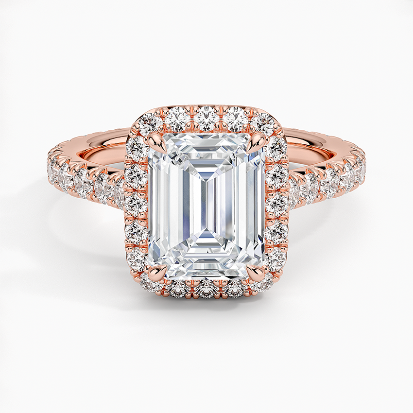 2.80 Karat  Emerald Halo Tasarım Tektaş Laboratuvar Pırlanta Yüzük  18k -Ornara - Bold Diamonds