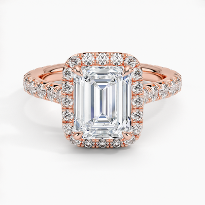 2.80 Karat  Emerald Halo Tasarım Tektaş Laboratuvar Pırlanta Yüzük  18k -Ornara - Bold Diamonds