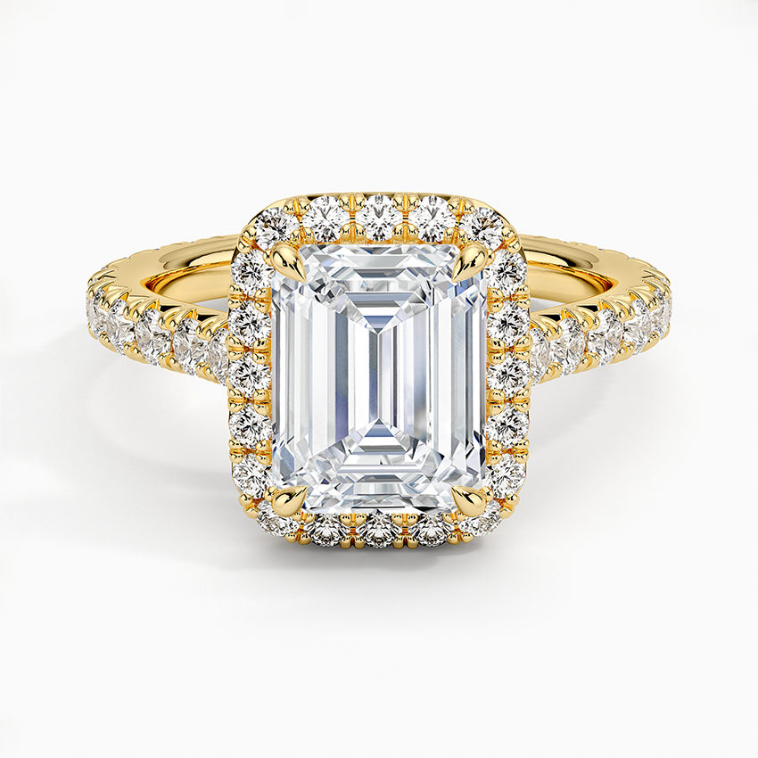 2.80 Karat  Emerald Halo Tasarım Tektaş Laboratuvar Pırlanta Yüzük  18k -Ornara - Bold Diamonds