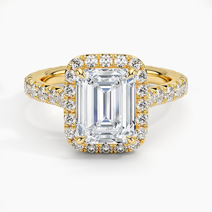 2.80 Karat  Emerald Halo Tasarım Tektaş Laboratuvar Pırlanta Yüzük  18k -Ornara - Bold Diamonds