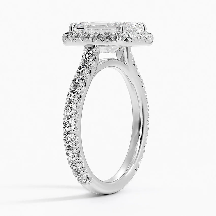 2.80 Karat  Emerald Halo Tasarım Tektaş Laboratuvar Pırlanta Yüzük  18k -Ornara - Bold Diamonds