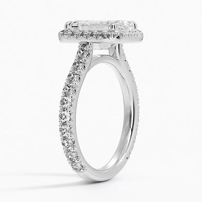 2.80 Karat  Emerald Halo Tasarım Tektaş Laboratuvar Pırlanta Yüzük  18k -Ornara - Bold Diamonds